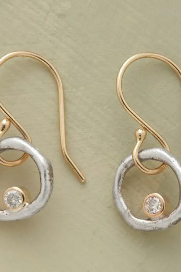 Orecchini vintage in zirconia oro e argento