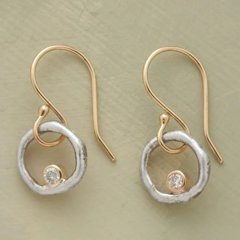 Orecchini vintage in zirconia oro e argento