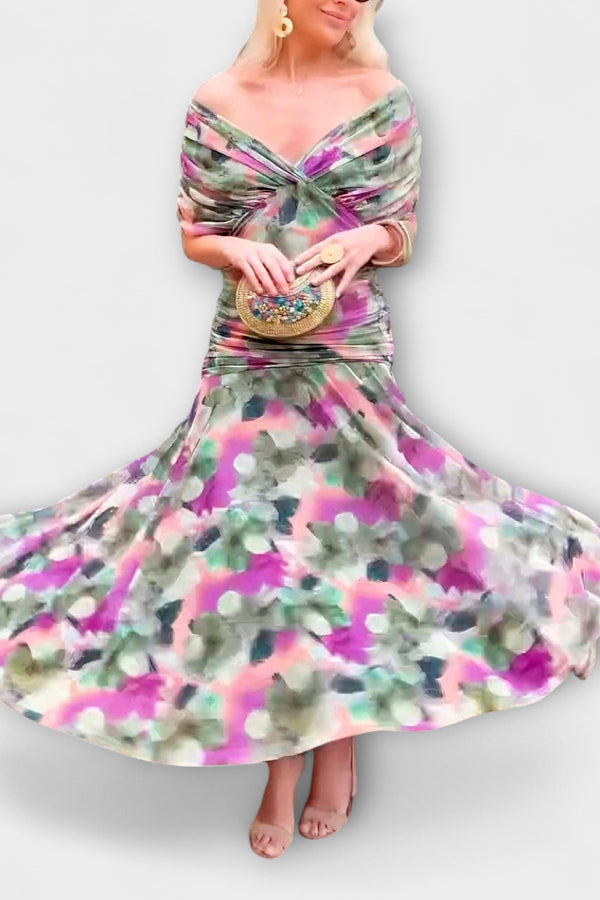 Aurora - Elegante vestito maxi con scollatura a V