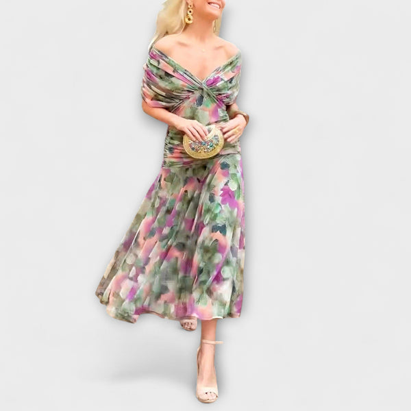 Aurora - Elegante vestito maxi con scollatura a V