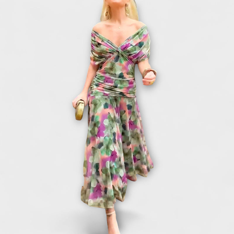 Aurora - Elegante vestito maxi con scollatura a V