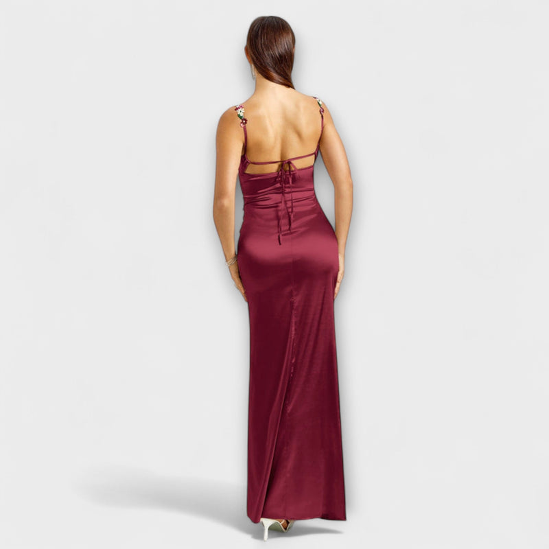 Eira - Vestito in satin decorato con lacci sulla schiena