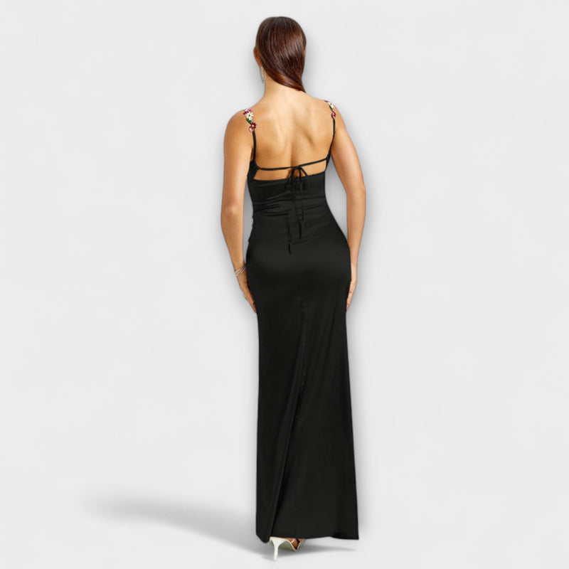 Eira - Vestito in satin decorato con lacci sulla schiena