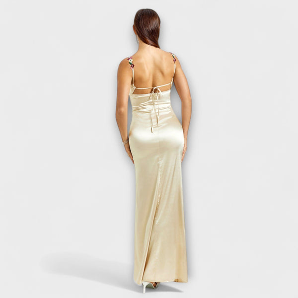 Eira - Vestito in satin decorato con lacci sulla schiena