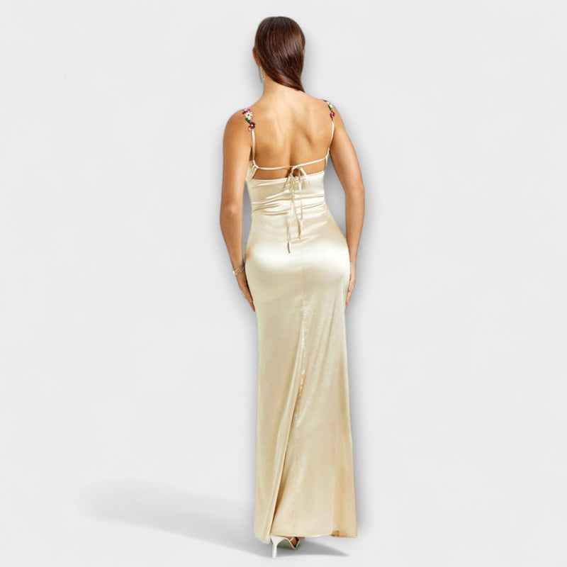 Eira - Vestito in satin decorato con lacci sulla schiena