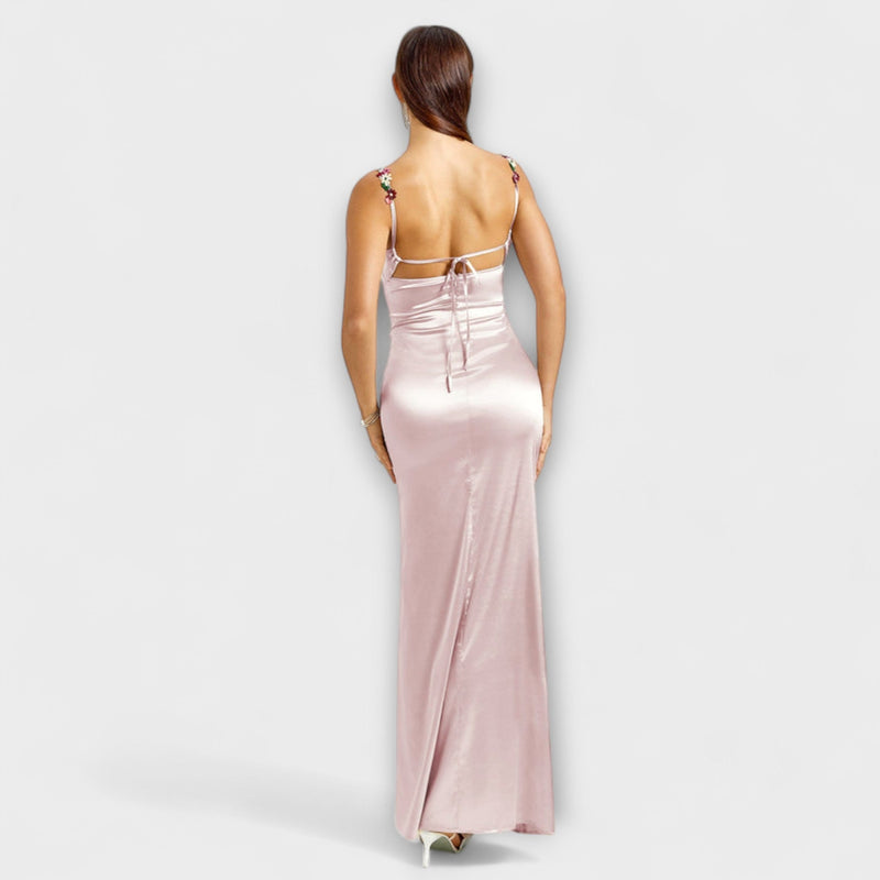 Eira - Vestito in satin decorato con lacci sulla schiena