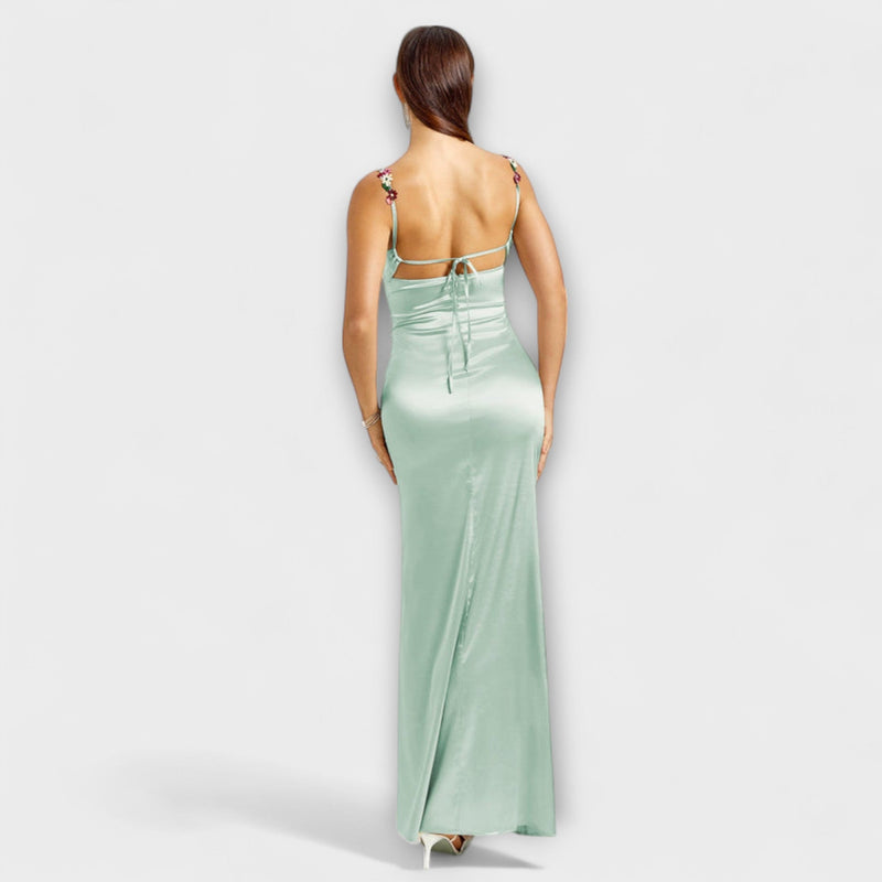 Eira - Vestito in satin decorato con lacci sulla schiena