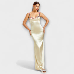 Eira - Vestito in satin decorato con lacci sulla schiena