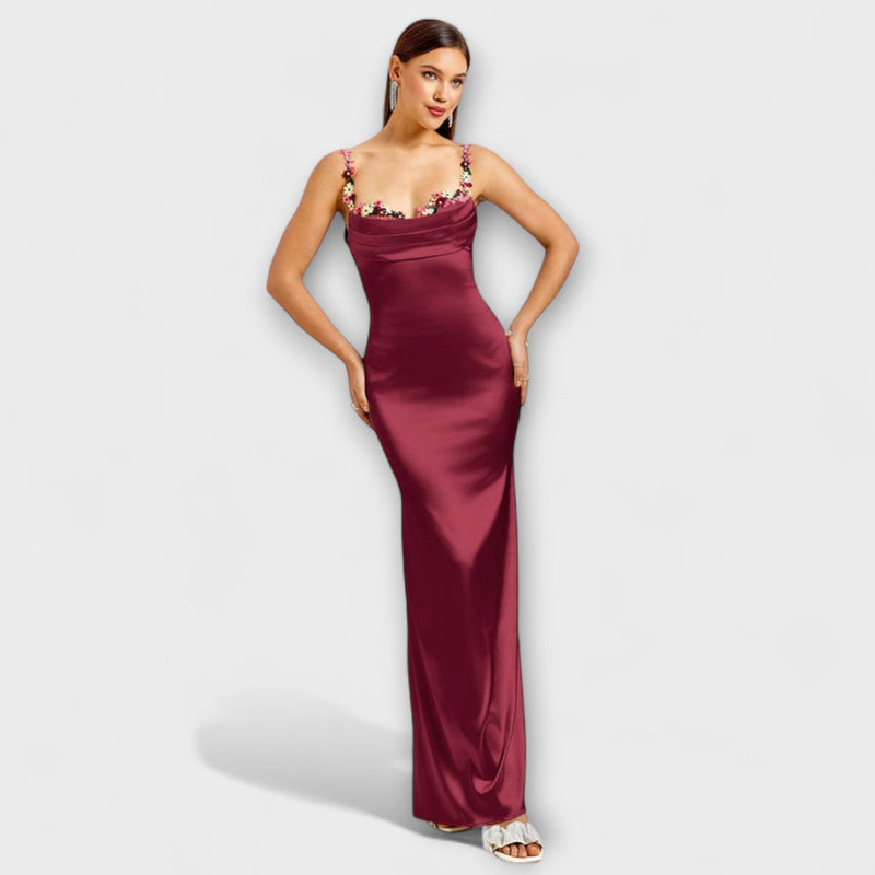Eira - Vestito in satin decorato con lacci sulla schiena