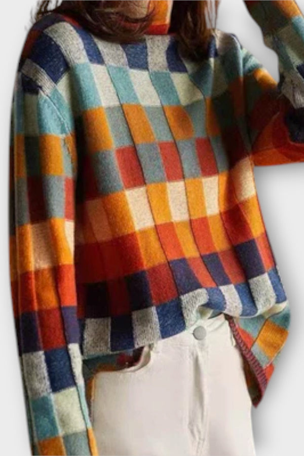 Erika - Maglione a Collo Alto in Patchwork