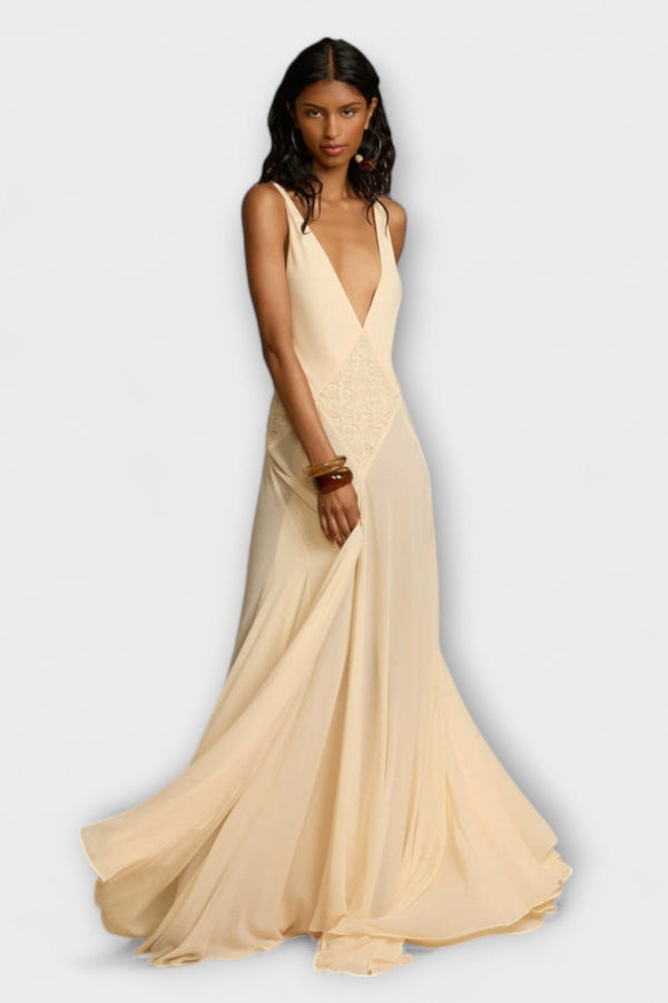 Lavinia - Vestito maxi con profondo scollo a V
