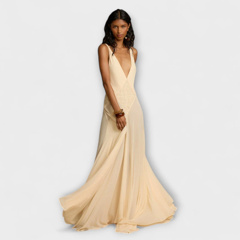 Lavinia - Vestito maxi con profondo scollo a V