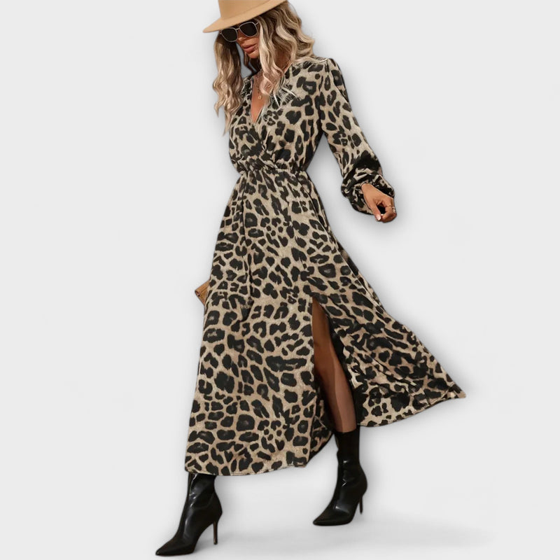 Natalie - Vestito elegante con stampa leopardata
