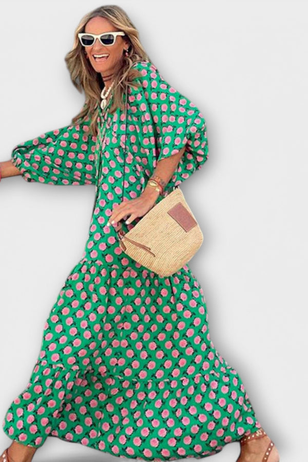 Elegante Vestito Maxí Geometrico