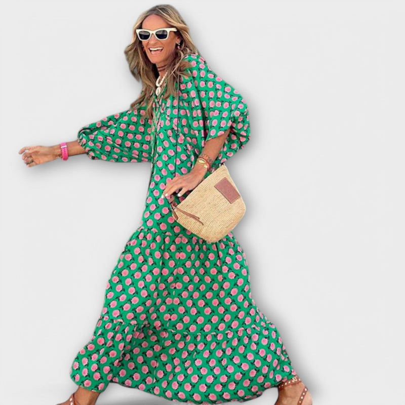 Elegante Vestito Maxí Geometrico