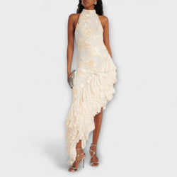 Karen - Vestito maxi con applicazioni floreali