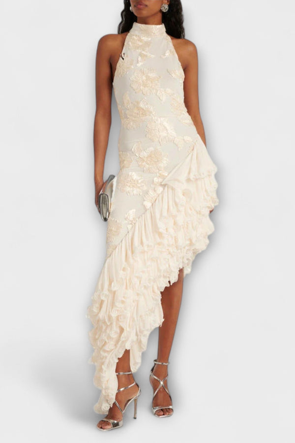 Karen - Vestito maxi con applicazioni floreali