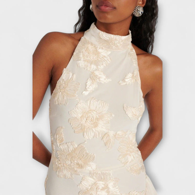 Karen - Vestito maxi con applicazioni floreali