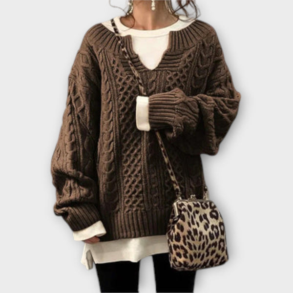 Maglione oversize con motivo a trecce