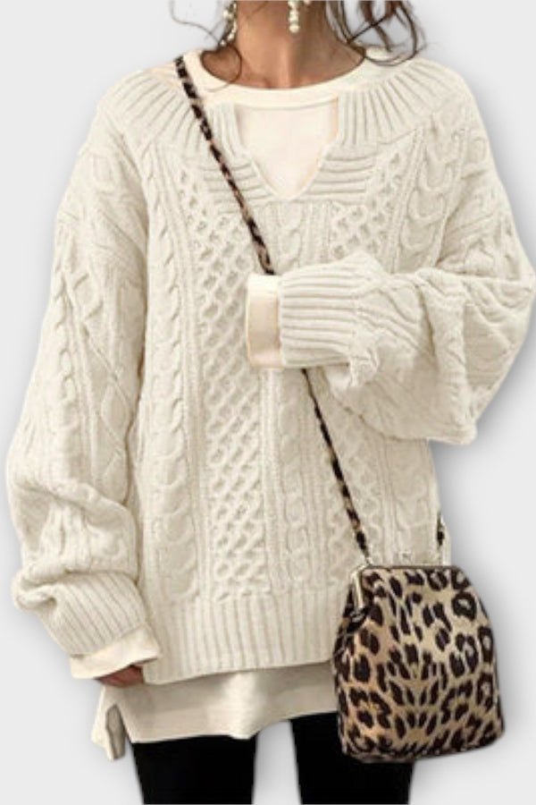 Maglione oversize con motivo a trecce