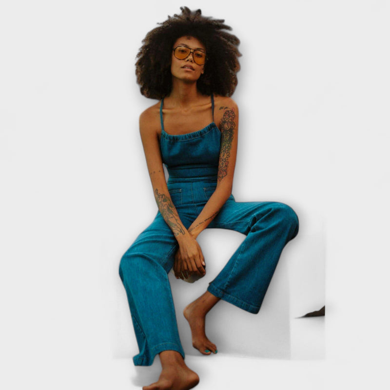 Julie - Tuta in denim con dettaglio di nastro
