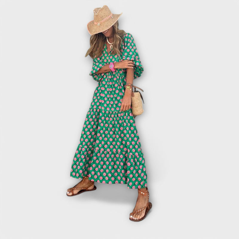 Elegante Vestito Maxí Geometrico