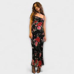 Vestito Bodycon con Spalline Sottile e Stampa Floreale
