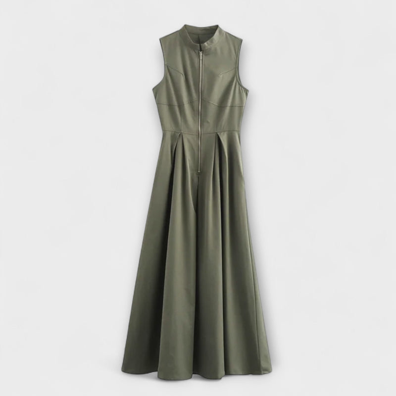 Abito midi bodycon plissettato senza maniche