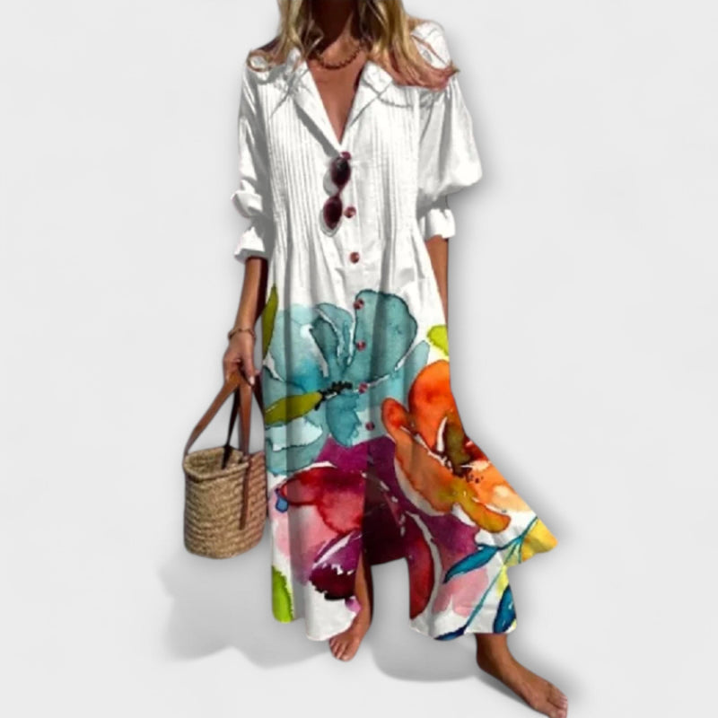 Lila - Vestito maxi favorevole con copertura addominale