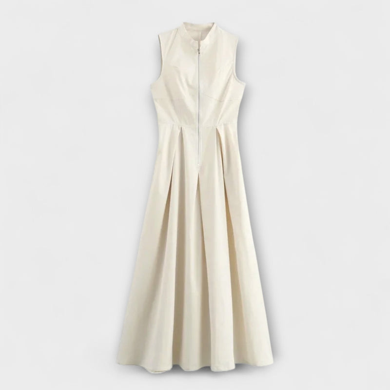 Abito midi bodycon plissettato senza maniche