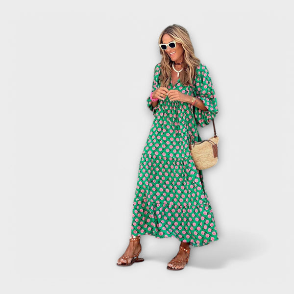 Elegante Vestito Maxí Geometrico