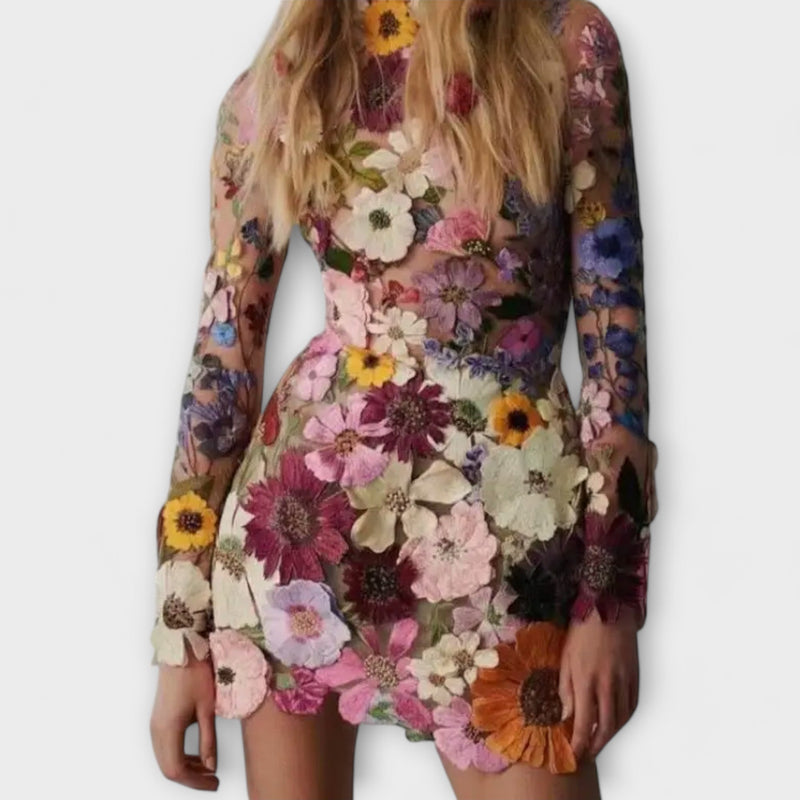 Dolores - Vestito con stampa floreale in 3D
