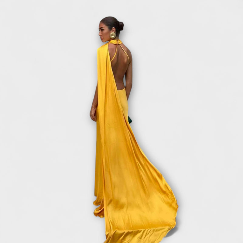 Elegante Maxivestito Halter senza Spalline
