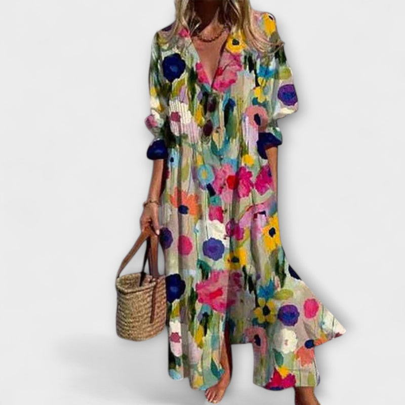 Lila - Vestito maxi favorevole con copertura addominale