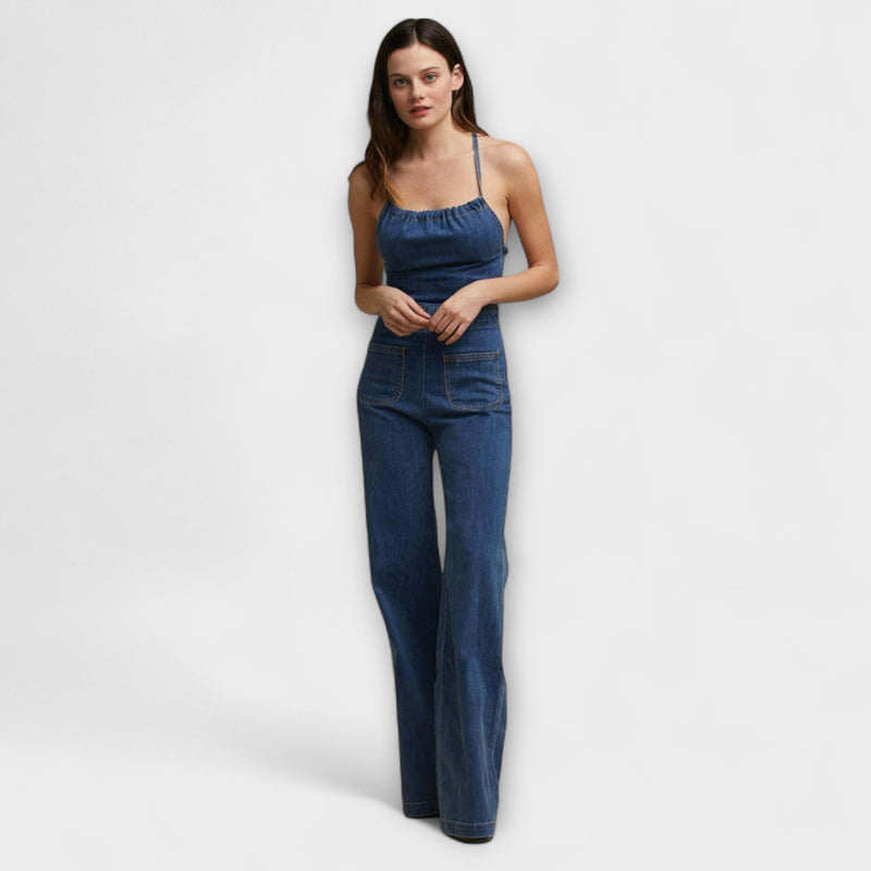 Julie - Tuta in denim con dettaglio di nastro