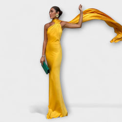 Elegante Maxivestito Halter senza Spalline