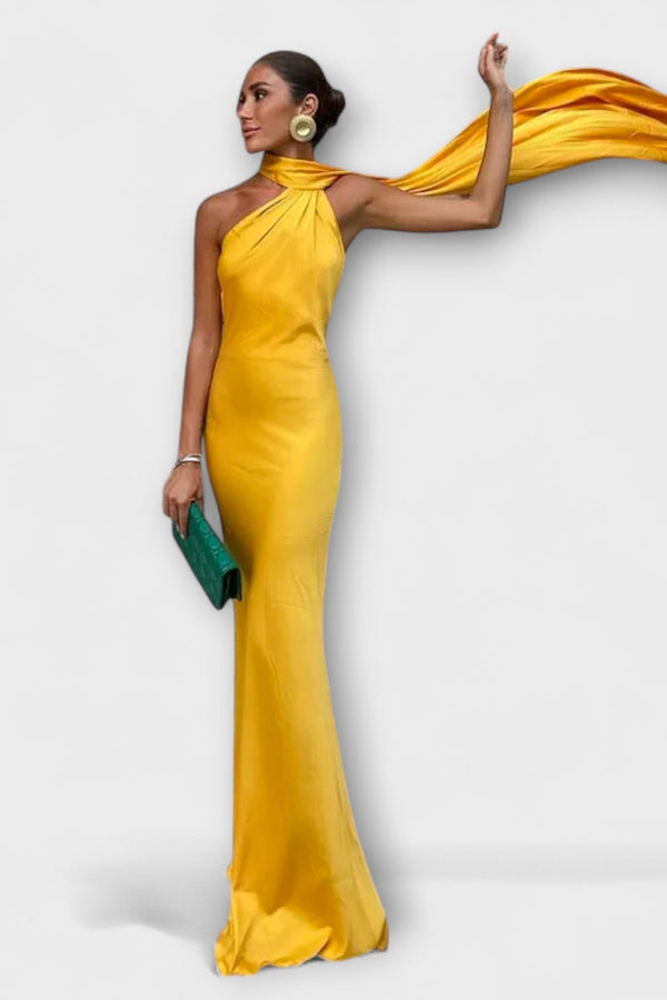 Elegante Maxivestito Halter senza Spalline