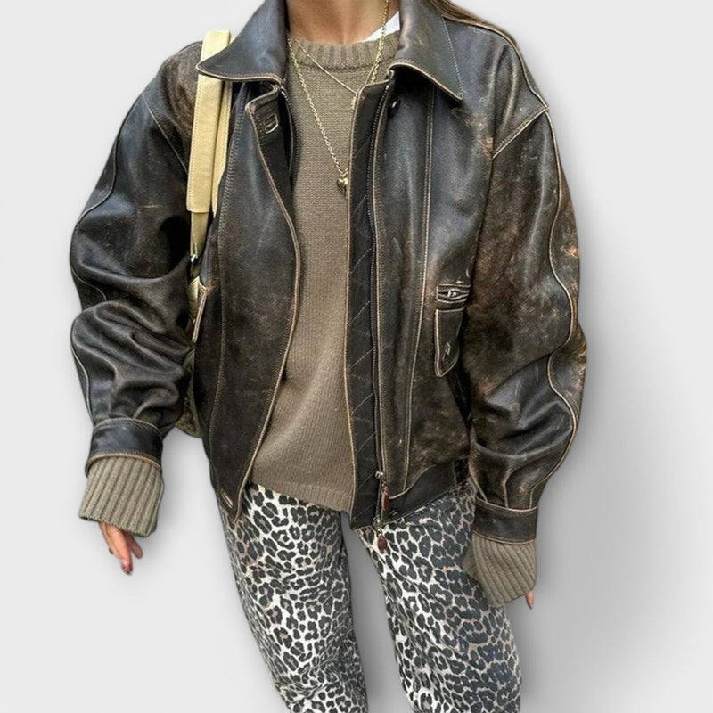 Chandra - Jeans Vintage con Stampa Leopardo