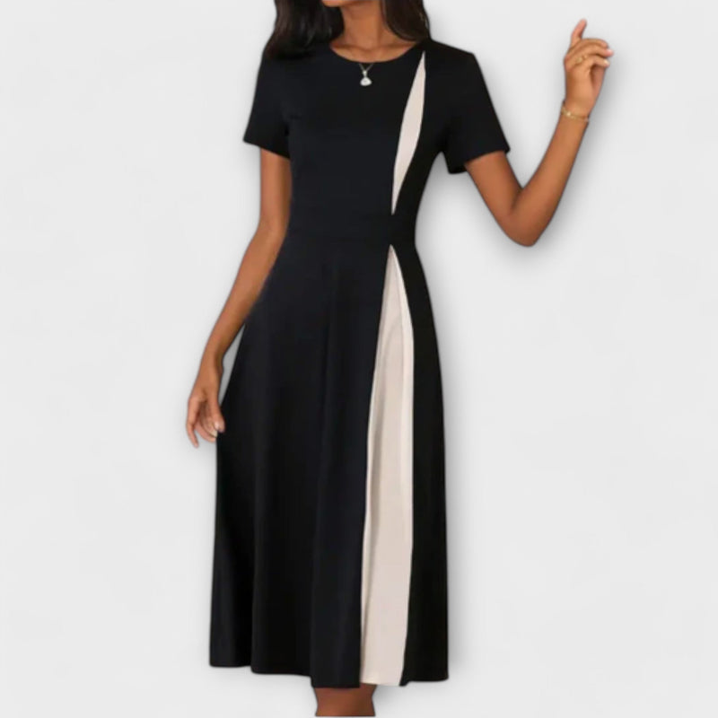Hanne - Vestito midi bianco e nero