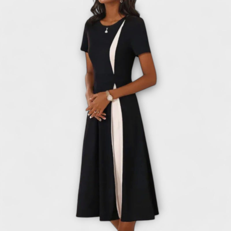 Hanne - Vestito midi bianco e nero