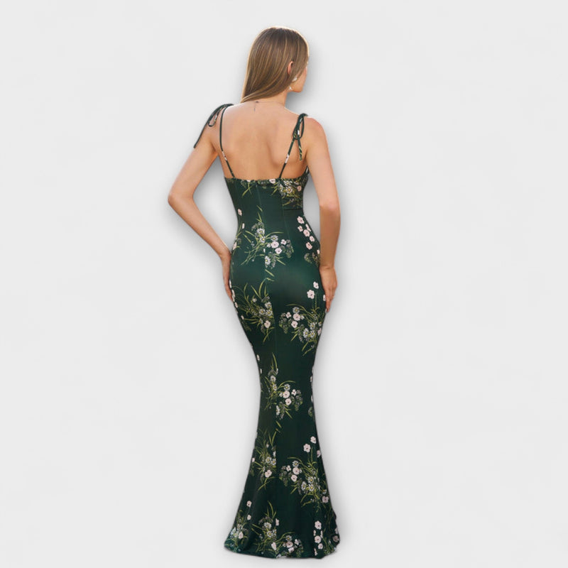 Thalia - Abito da Prom con Stampa Floreale e Spalline Legate