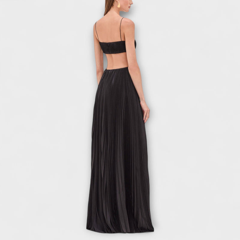 Mireille - Elegante Vestito Maxi Plissettato con Cutouts
