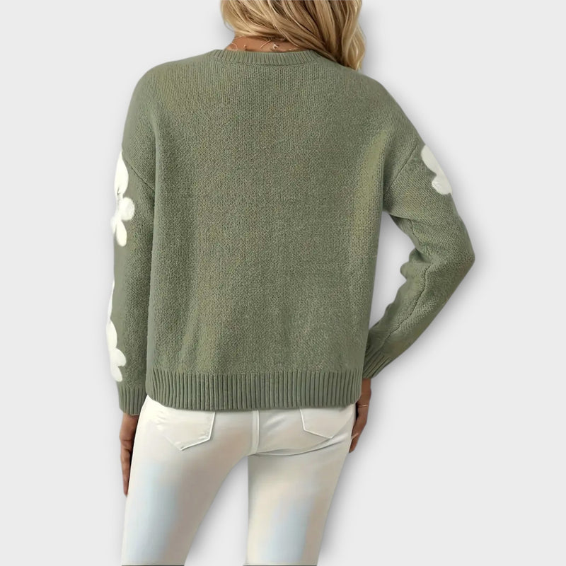 Silke - Maglione morbido a maglia con design floreale