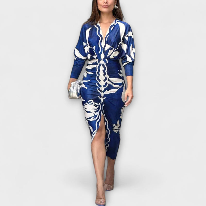 Cleo - Vestito midi dolman unico con stampa brasiliana