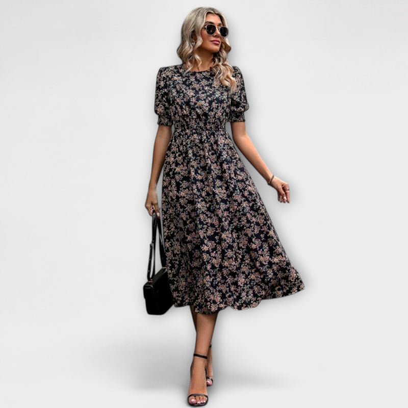 Amelia - Vestito con scollo rotondo e stampa floreale