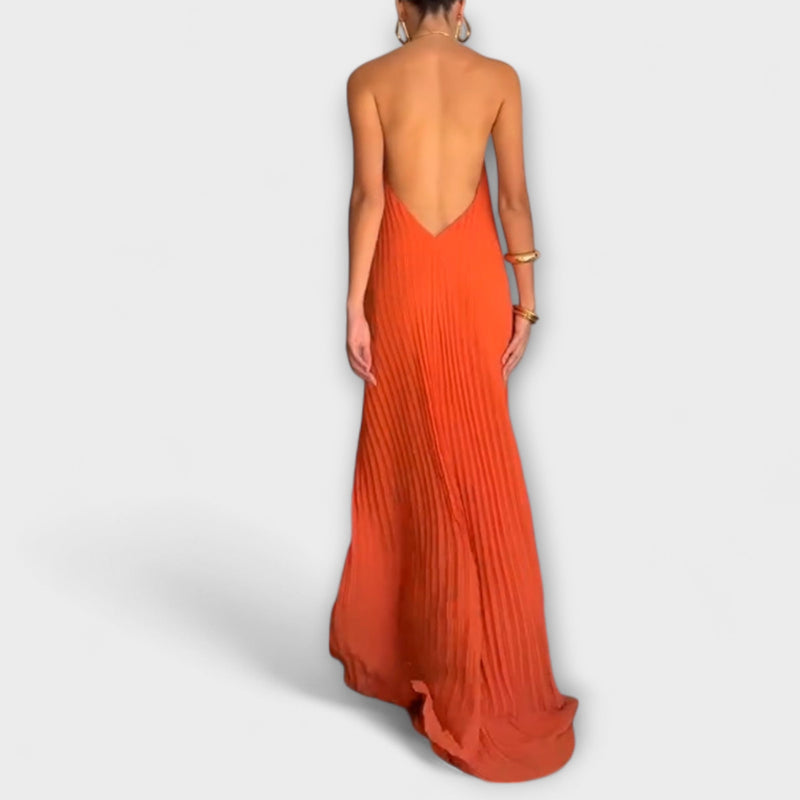 Poppy - Vestito elegante con scollo plissettato
