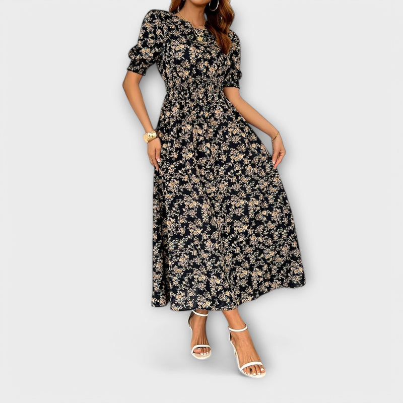 Amelia - Vestito con scollo rotondo e stampa floreale