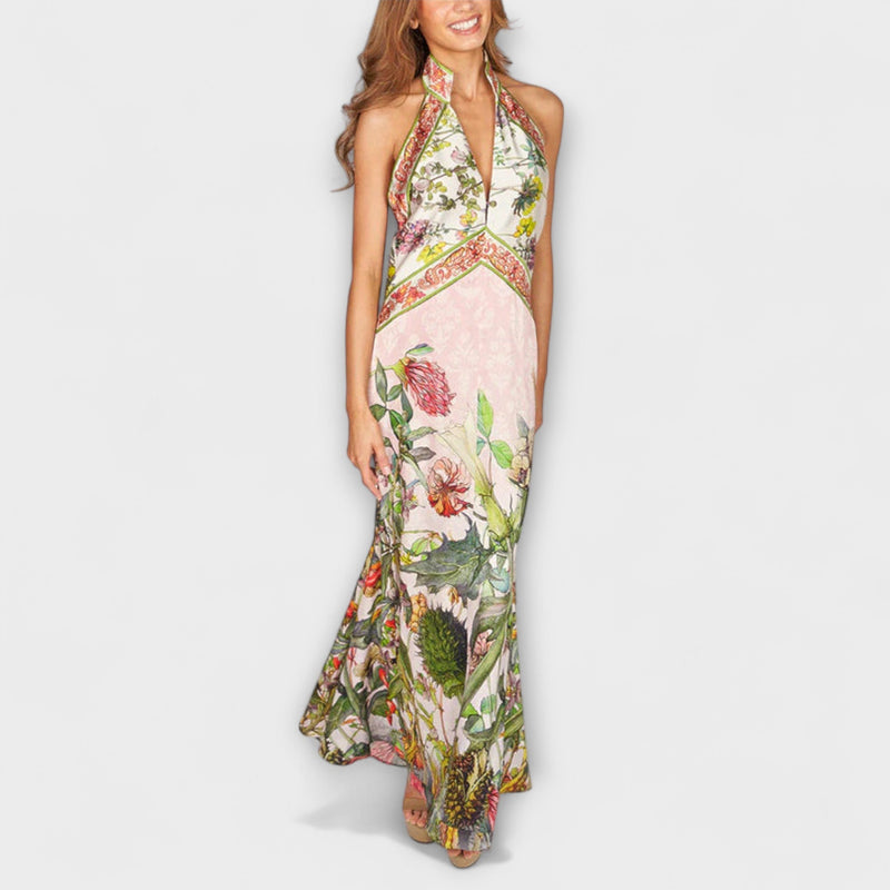 Ayla - Vestito Maxì Senza Maniche con Schiena Scoperta di Fiori