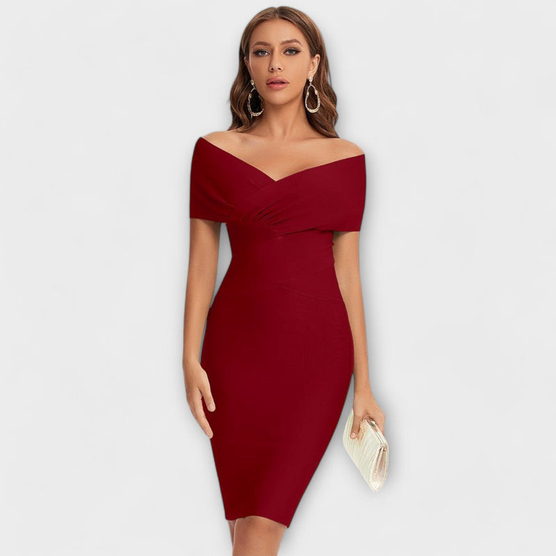 Elegante vestito con scollo a V