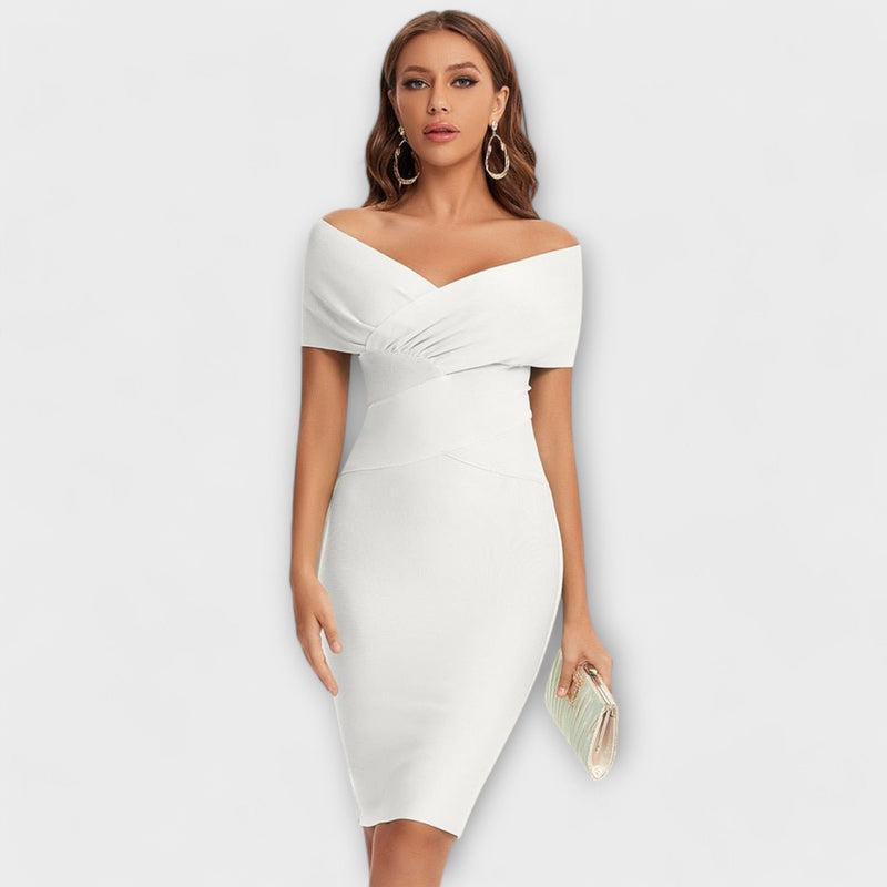 Elegante vestito con scollo a V